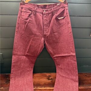 Levi's Men’s 501 Cone Mills White Oak Denim Brick Red (Actual Fit 36x30)